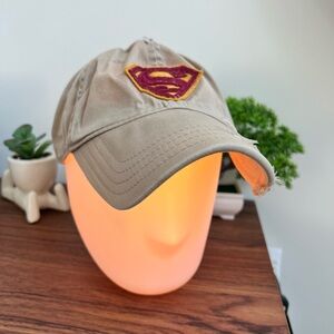 DC Comics Distressed Beige Ball Cap with Superman Emblem